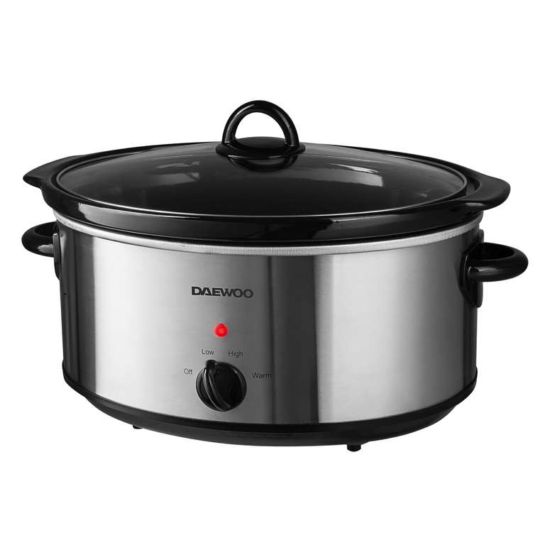 Daewoo 6.5L Slow Cooker – Large Family Size Electric Cooker with Removable Ceramic Pot & Glass Lid, 3 Heat Settings Low, High