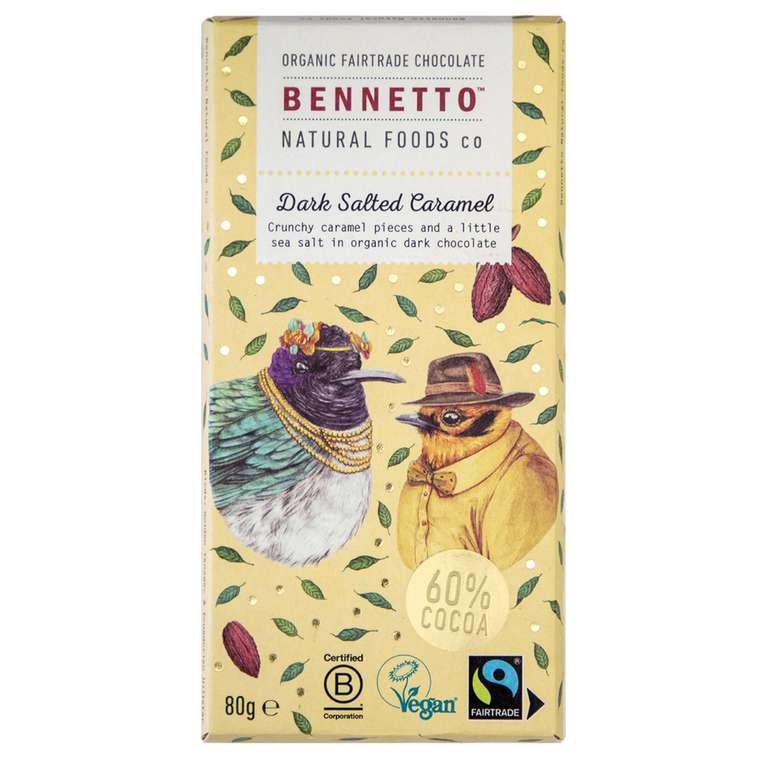 Dark Salted Caramel - Crunchy Caramel And Sea Salt In Dark Chocolate 80g - 60% Cocoa - Certified organic - Fairtrade