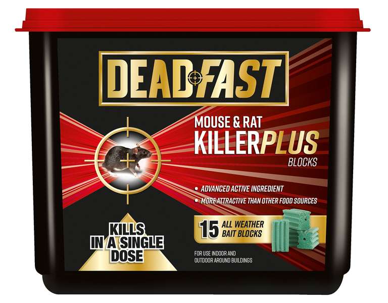 Deadfast Mouse and Rat Killer Plus Poison, 15 Block - Green