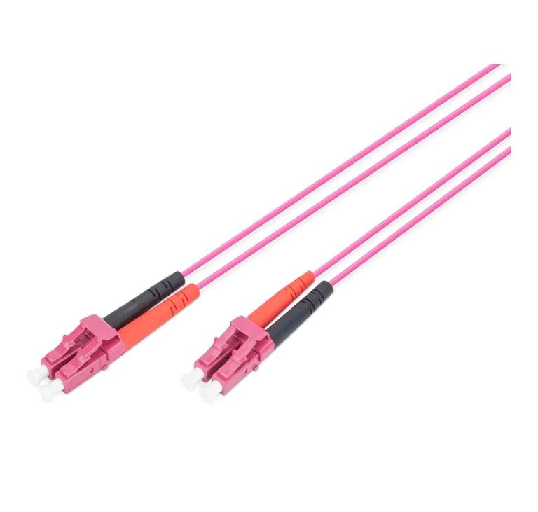 DIGITUS Fibre Optic Cable- DK-2533-01-4 – OM4 – 1m – LC to LC – Duplex – 1/10/40/100 Gbit/s – Purple (Violet)