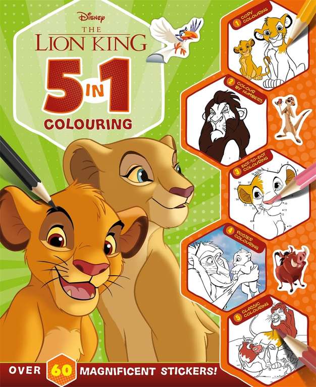 Disney The Lion King: 5 in 1 Colouring: An awesome colouring and sticker adventure (Paperback)