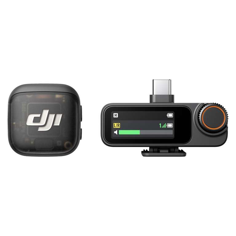DJI Mic 3 (1 TX + 1 RX), Wireless Lavalier Mic iPhone/Camera/Android Noise Cancelling Vlog Streaming DMR03, DMT03 - Sold By Amazon Resale