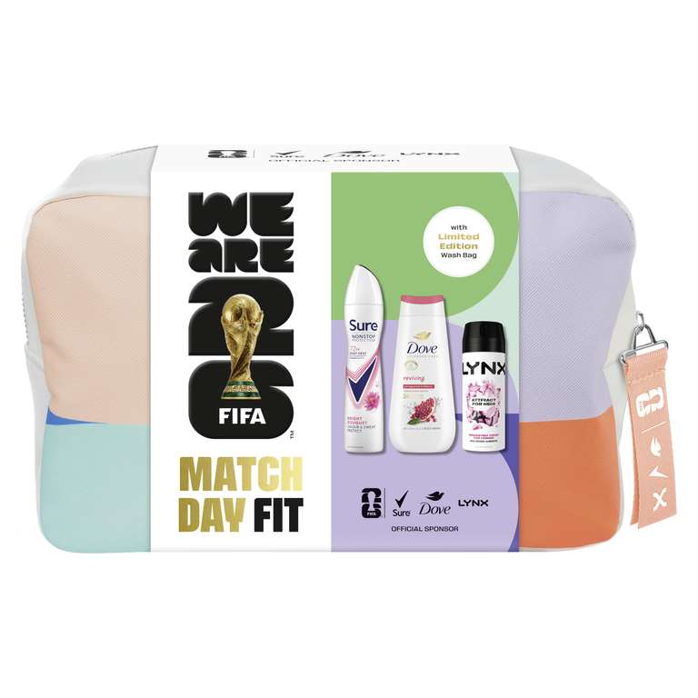 Dove, Lynx, Sure Washbag for Her Gift Set with an advanced anti-perspirant, body wash, body spray & limited edition wash bag