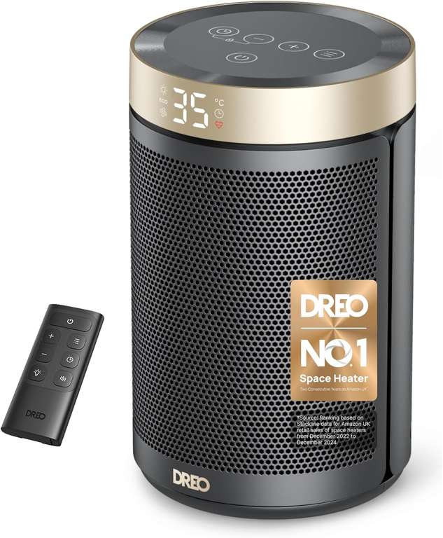 Dreo Electric Heater, 1500W Energy Efficient Space Room Heater, Upgrade Remote Portable Ceramic Fan Heaters