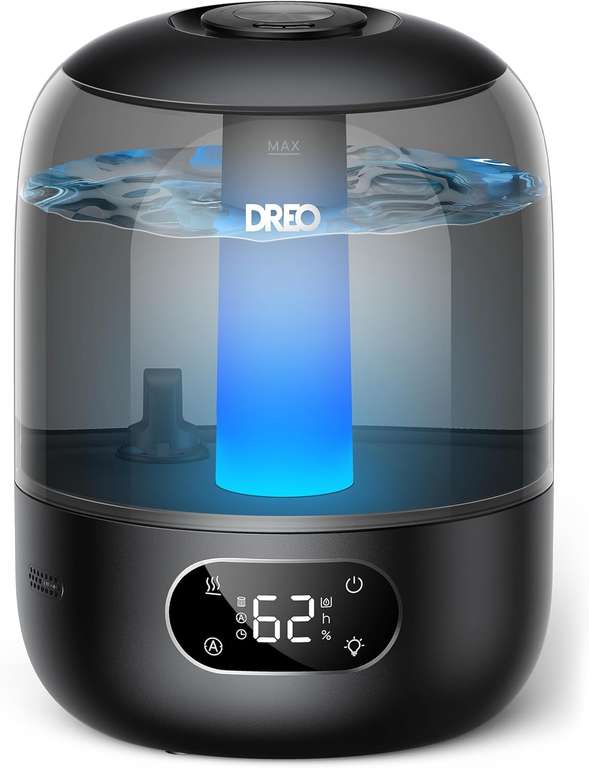 Dreo Humidifier with Sensor, 26dB Quiet Cool Mist Ultrasonic, 360° Nozzle, 30H Runtime - Black