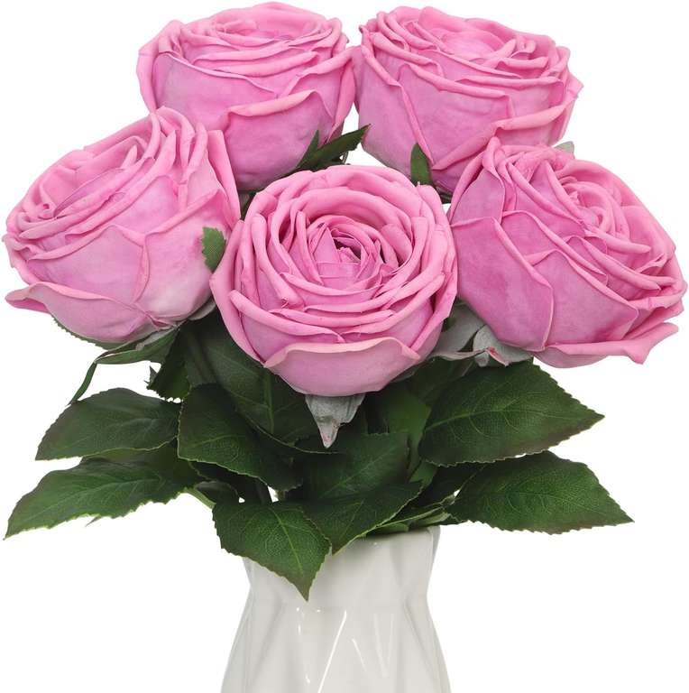 DuHouse 5 Pcs Real Touch Artificial Roses, Silk Fake Flowers Bouquet with voucher. Sold by DuHouse FBA
