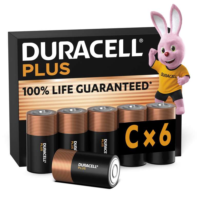 Duracell Plus C Batteries (6 Pack) - Alkaline 1.5V