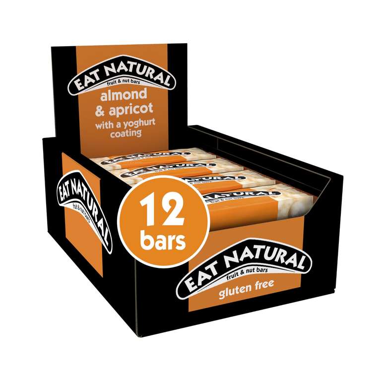 Eat Natural Fruit & Nut Bars - Almond & Apricot with Yoghurt Coating 12 x 40g