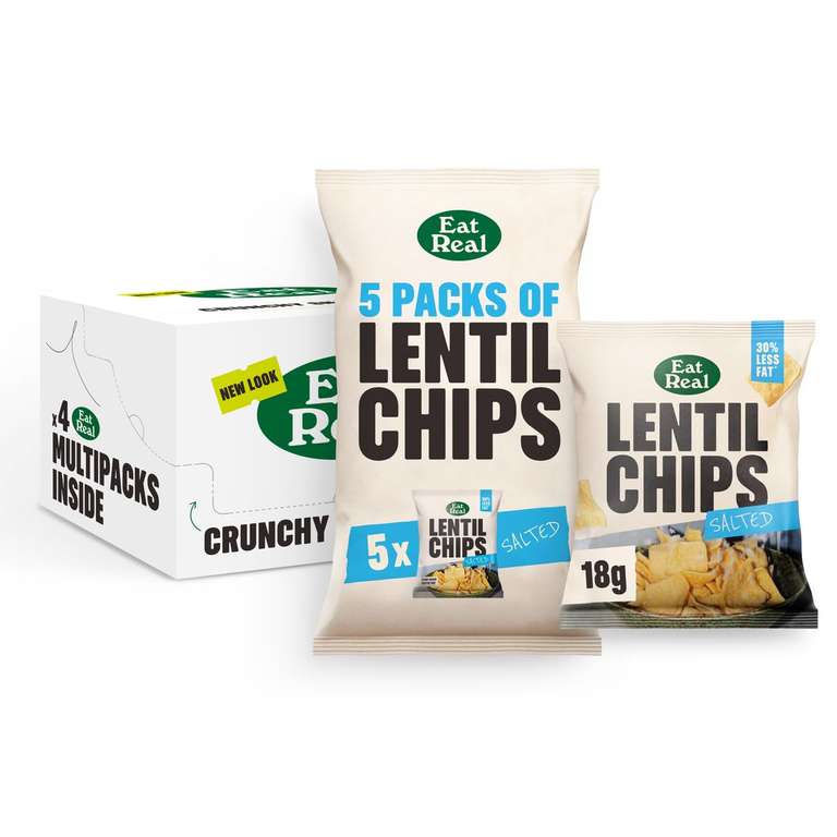 Eat Real Lentil Chips, Salted, 4 x 5 x 18g, Gluten-Free Vegan-Friendly