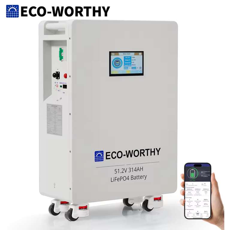 ECO-WORTHY 48V 314Ah LiFePO4 Lithium Battery, 16.1kWh High Capacity Energy Storage - Sold by ECOWORTHY UK Store