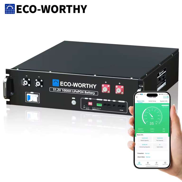 ECO-WORTHY LiFePO4 Battery 48V 100Ah,5.12kWh (With code) ECOWORTHY UK Store Store