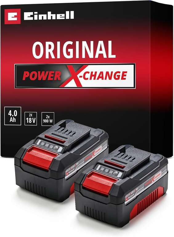 101° - Einhell 18V 4.0Ah Lithium-Ion Battery Twin Pack PXC 2 x 4.0Ah Batteries Universally Compatible With All Einhell PXC Power Tools