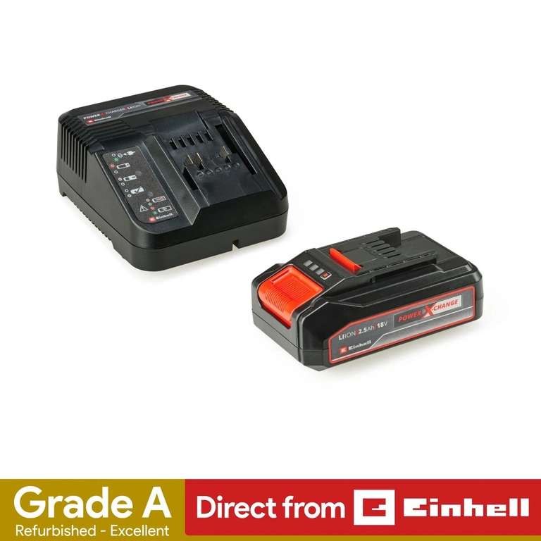 Einhell 2.5Ah Battery And Charger 18V Power X-Change Starter Kit Refurb GRADE A w/code - Sold by Einhell Official Store