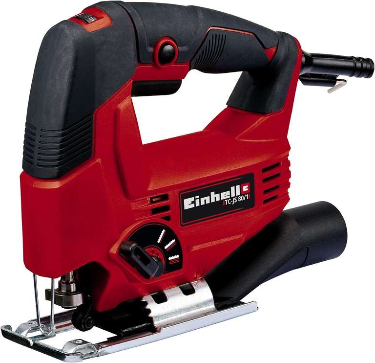 Einhell Jigsaw 550W, 80mm Cutting Depth, Swivel Soleplate for 45° Mitre Cuts, Pendulum Action, Electronic Speed Control