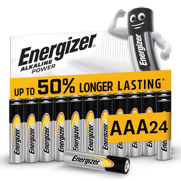 Energizer Alkaline Power - AAA Batteries (24 Pack) Up To 50% Longer Lasting