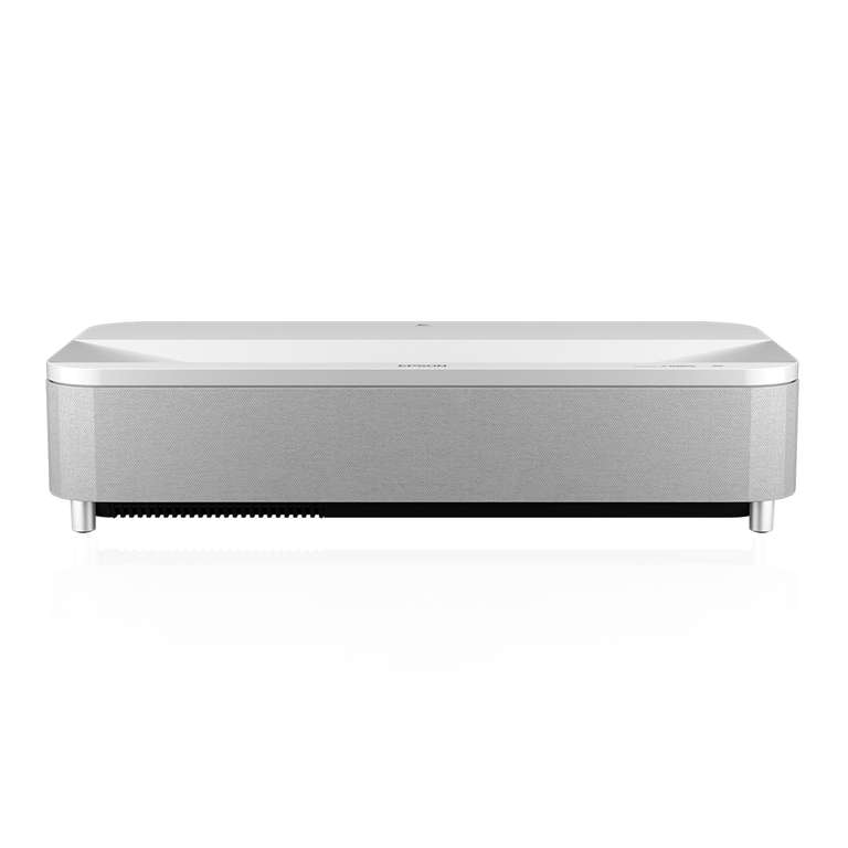 Epson EH-LS800W 4K PRO-UHD 4,000 lumen Android TV Short Throw 3 Chip Laser Projector, Yamaha 2.1ch Speakers - White