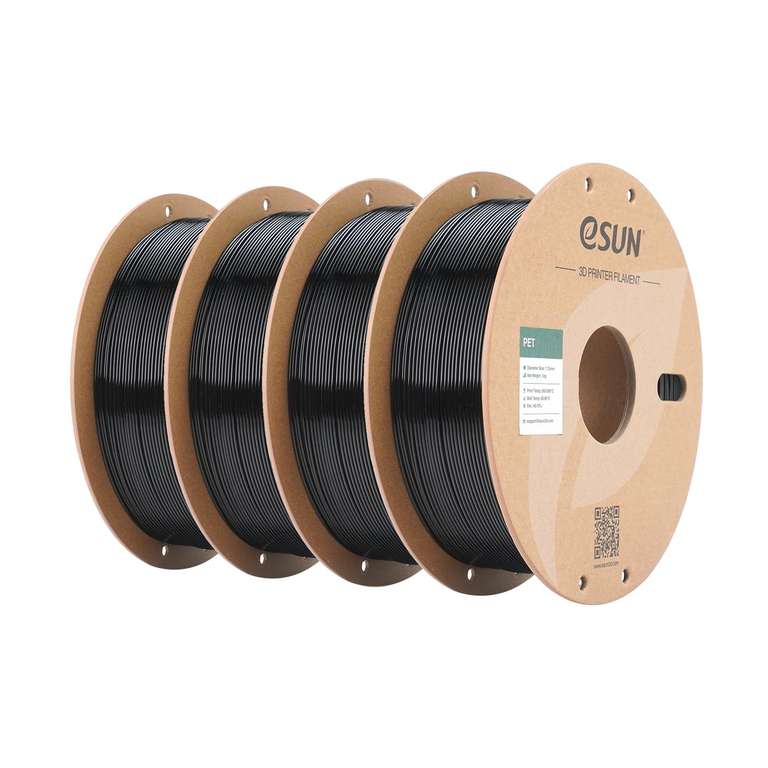 eSUN PET Filament 1.75mm, High Toughness, 1KG (2.2 LBS) per Spool, 4 Reels (Sold by eSUN Official Store, FBA)