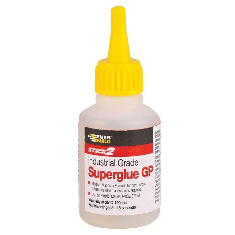 Everbuild Stick2 General Purpose Superglue - Industrial Grade - High Strength - Rapid Setting - Clear - 20g