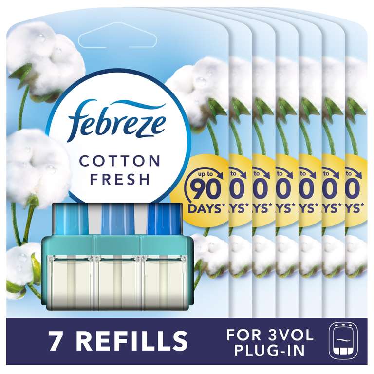 Febreze 3 Volution Air Freshener Plug In Refill 20 ML Cotton Fresh 7 x 20 ml
