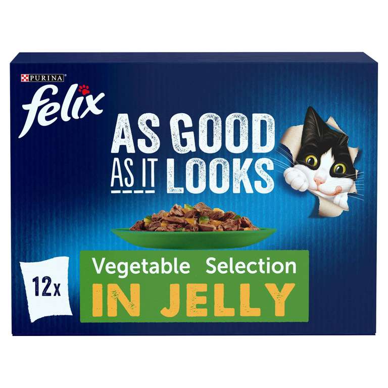 FELIX As Good As it Looks Adult Wet Cat Food Favourites Selection in Jelly Salmon, Tuna, Beef, Chicken - 120 x 85g - Discount at Checkout