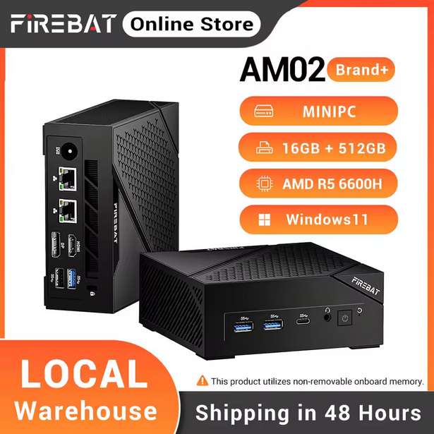 FIREBAT AM02 Mini PC ( AMD Ryzen 5 6600H / 6C / 16GB LPDDR5 / 512GB NVMe ) @Firebat Online Store(UK Despatch)