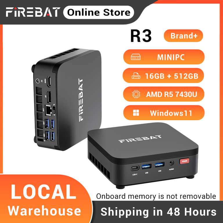 Firebat R3 Mini PC 16GB+512GB ( AMD Ryzen 5 7430U / 6C / Zen 3 / LPDDR4 / dual M2 ) w/code+cashback@Firebat Online Store(UK Stock)