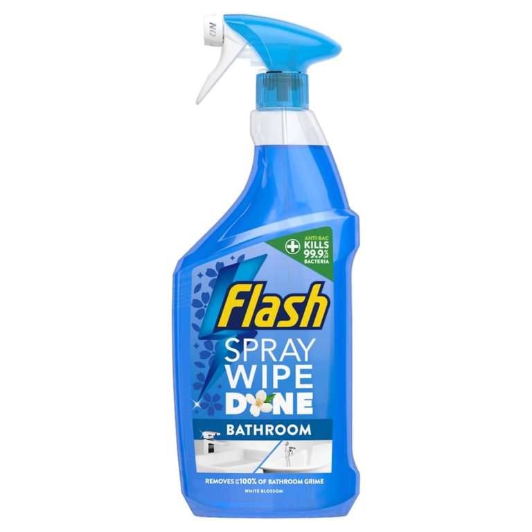 Flash Spray Wipe Done Bathroom Antibac Cleaning Spray White Blossom - 3 X 800ML - Discount at Checkout - S&S £3.93