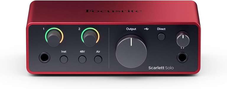 Focusrite Scarlett Solo 4th Gen USB Audio Interface, for the Guitarist, Vocalist, or Producer - High-Fidelity, Studio Quality Recording