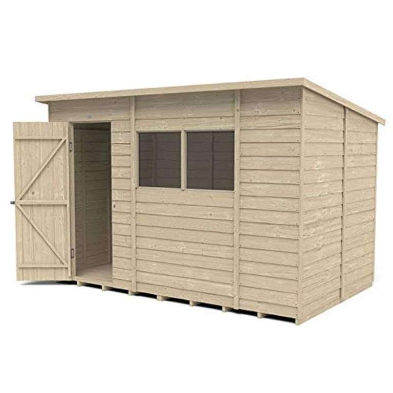 Forest Garden 4LIFE Pent Shed 10x6 | Single Door | 2 Windows|25 Year Anti-Rot Guarantee