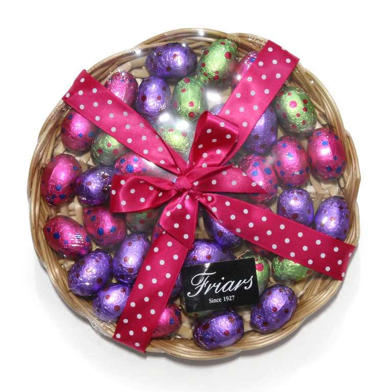 Friars Deluxe Praline Mini Easter Eggs - Gift Basket | Belgian Choc Assortment 38 Eggs Milk, Dark, White Hazelnut - Friars Gifts FBA