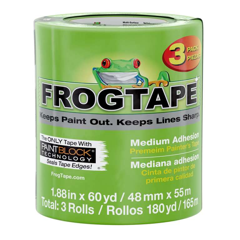 Frog Tape Multi-Surface Masking Tape for Painting 48mm x 55m, Decorators Tape Pack 3