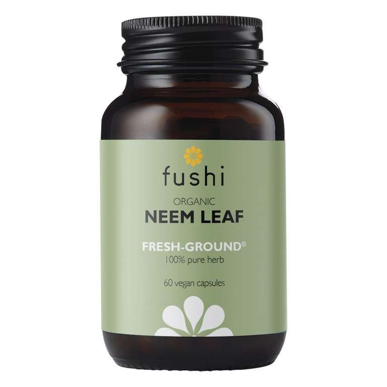 Fushi Organic Neem Leaf Capsules, 60 Caps | Fresh-Ground Whole Food | Detoxifying properties - 60 capsules