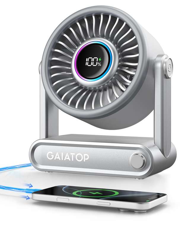 gaiatop Rechargeable Desk Fan with Power Bank, 6000mAh @ Gaiatop / FBA