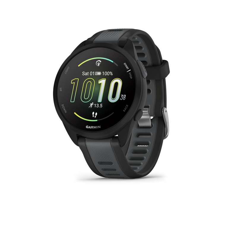 Garmin Forerunner 165 with Music, 43mm GPS running smartwatch, lightweight, AMOLED touchscreen, advanced training & insights