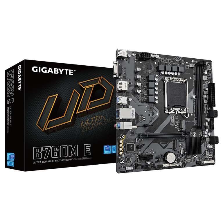 GIGABYTE B760M E Motherboard - Supports 14th Gen. Intel Core CPUs, 6+1+1 phases VRM, up to 7200MHz DDR5 (OC), 2xPCIe 4.0 M.2