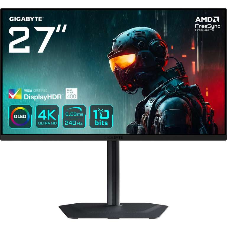 Gigabyte MO27U2 OLED 4K UHD Gaming Monitor - 3840 x 2160, 240Hz, 0.03ms w/ Voucher