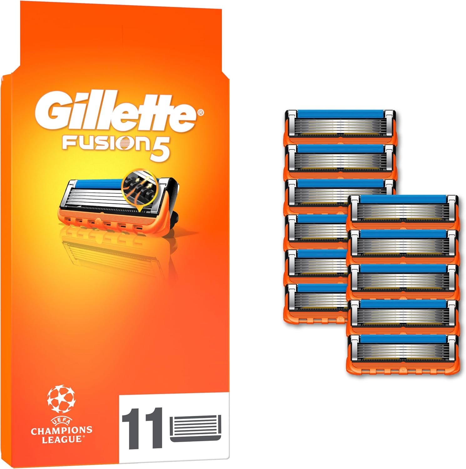 Gillette Fusion5 Razor Blades Men, Pack of 16 Razor Blade Refills with Precision Trimmer, 5 Anti-Friction Blades (Packaging May Vary)