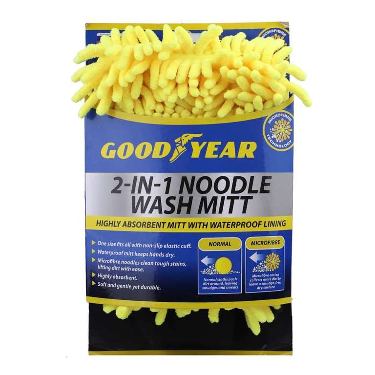 Goodyear 2 In 1 Noodle Wash Mitt, Extra Long Handle With Pivoting Head