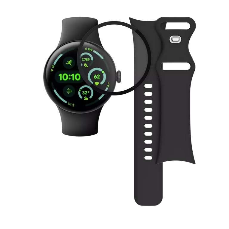 Google Pixel Watch 3 Strap in Matte Black - fits 4, 3 45mm and 41mm options available