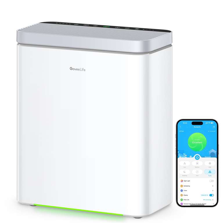 GoveeLife Smart Air Purifier for Large Rooms, up to 97m², PM2.5 Monitor, HEPA Sleep Mode, 3-in-1 Filter - Sold by GoveeLife UK Direct FBA