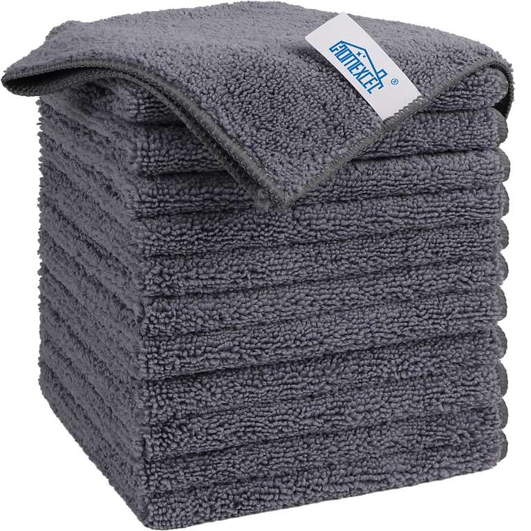 Grey Microfibre Car Cleaning Cloths Rags Towels 12 Pack, 29x29 cm / Black - Sold by Homexcel Global / FBA