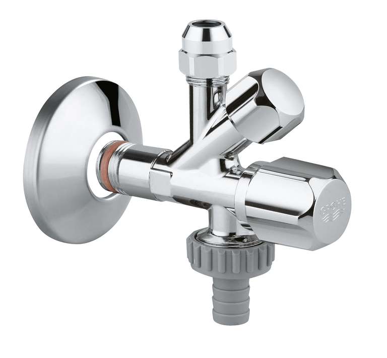 GROHE Angle Valves Neutral Handle Original was Combination Service Valve 1/2" Chrome