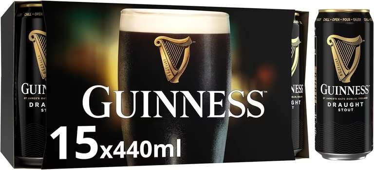 Guinness Draught Stout Beer | 4.1% Vol | 15 x 440ml -£13.90 / £12.43 S&S