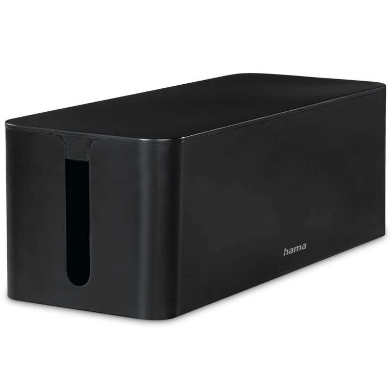 Hama Cable Box Maxi (Cable Box for Power Strip, Easy Cable Management, for Storage of Chargers, Hard Drives etc., with Rubber Feet) Black