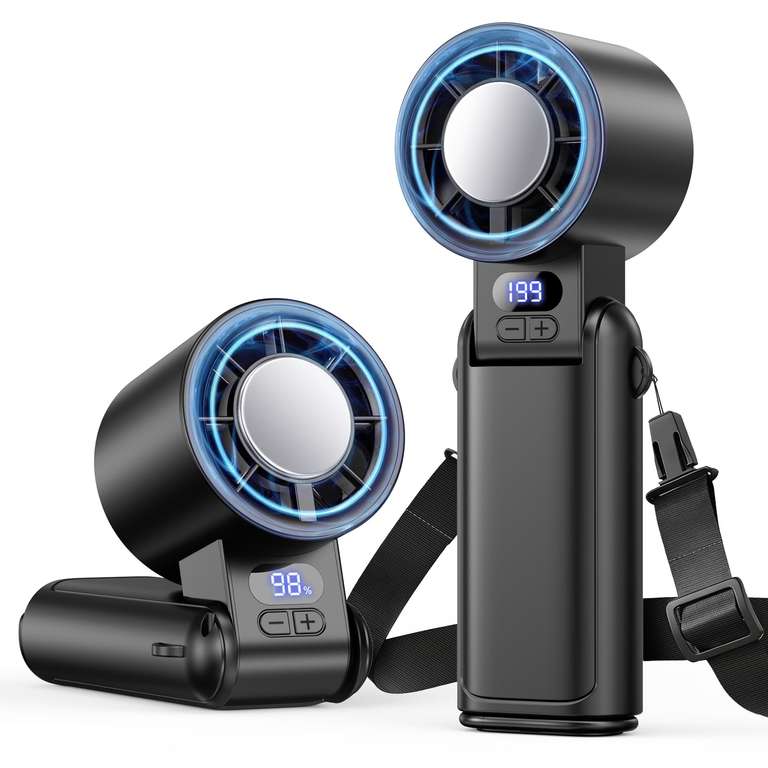 Handheld Fan Rechargeable with LED Display & Clip, 1-199 Speed Sold by SHIBAI FBA - Sold by SHIBAI. / FBA