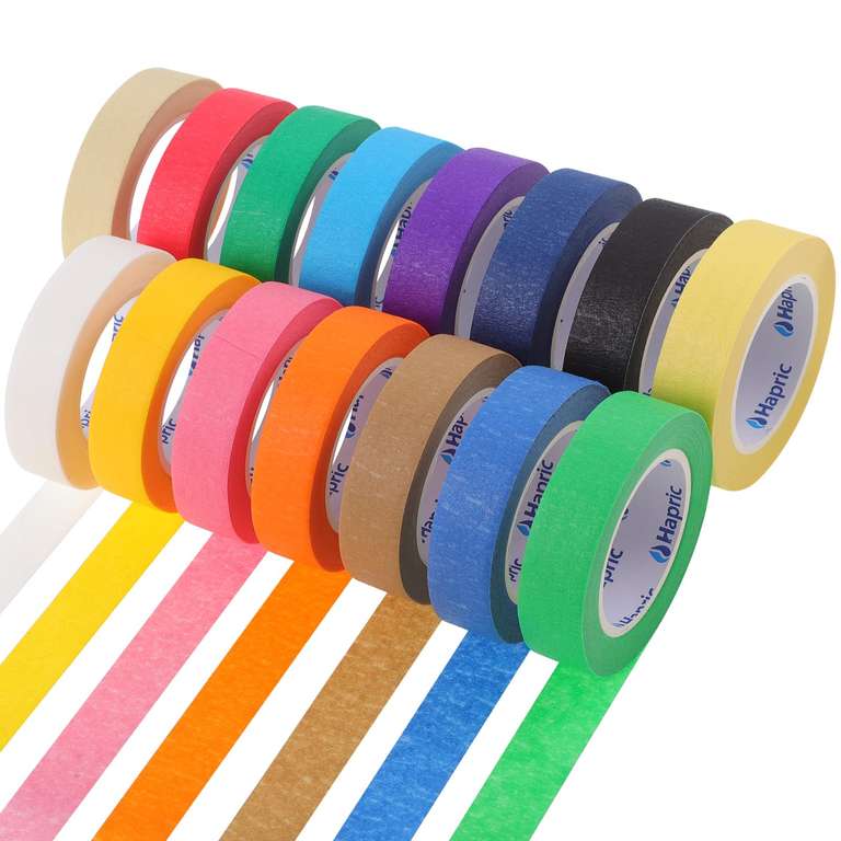 Hapric 15 Rolls Coloured Painters Tape 15Mm X 13M Writable Masking Tape - Sold by yanyanam /FBA