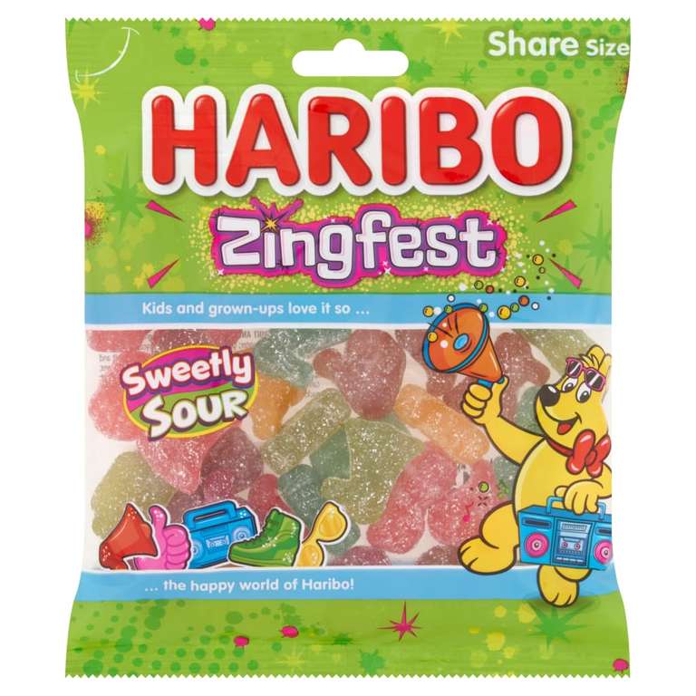 HARIBO Zingfest Sharebag Fizzy Fruit and Cola Flavour Gums 150g