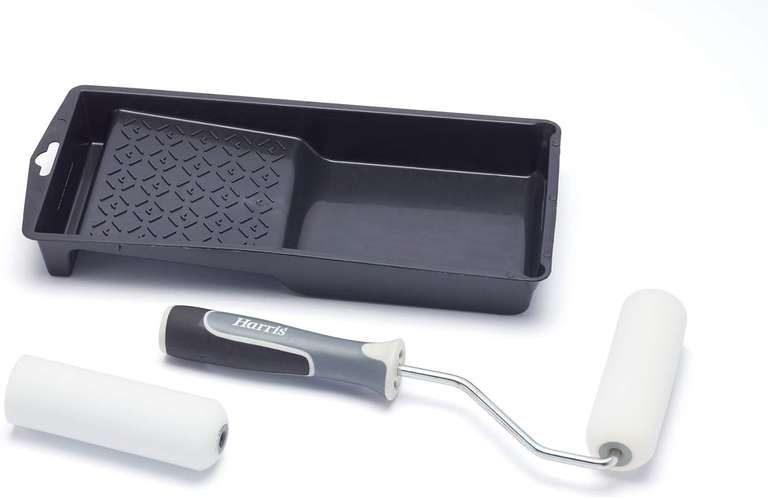 Harris 103022202 Ultimate Woodwork Mini Gloss Paint Brush Roller Set with Tray and Frame, 4"