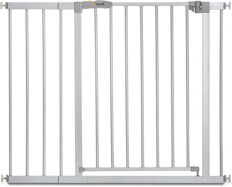 hauck Safety Gate for Doors and Stairs Stop N Safe 2 incl. 21 cm Extension / Pressure Fit / 96 - 101 cm Large / Metal / Grey