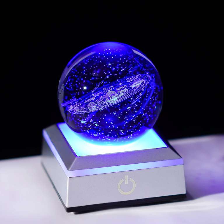 H&D HYALINE & DORA 3D Solar System Crystal Ball Multicolor Night Light Decolamp, (60mm) Galaxy - w/Voucher - Sold by crystalonline / FBA